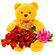 red roses with teddy bear